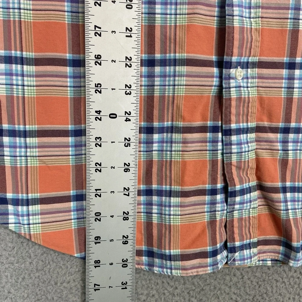 Ralph Lauren Classic Fit Shirt Mens XL Orange Plaid Button Down Pony Logo Cotton